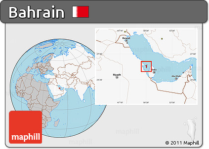 Gray Location Map of Bahrain, highlighted continent