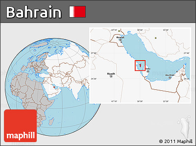 Gray Location Map of Bahrain, highlighted continent