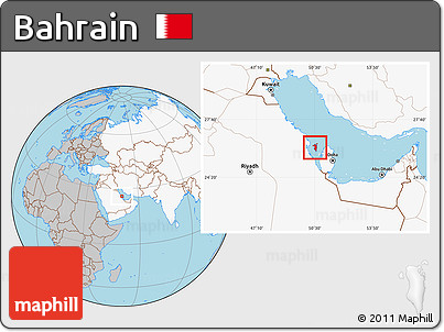 Gray Location Map of Bahrain, highlighted continent