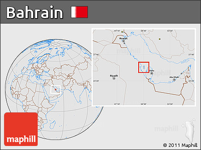 Gray Location Map of Bahrain, lighten, desaturated