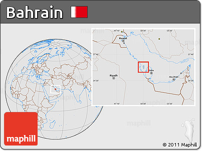 Gray Location Map of Bahrain, lighten, desaturated