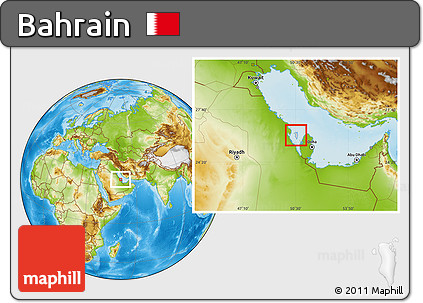 Gray Location Map of Bahrain, physical outside