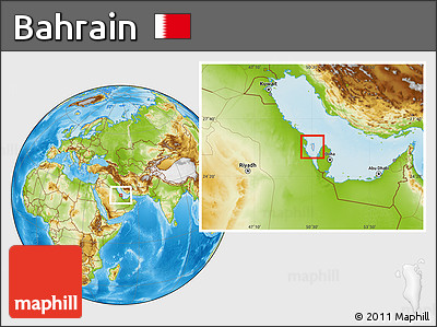 Gray Location Map of Bahrain, physical outside
