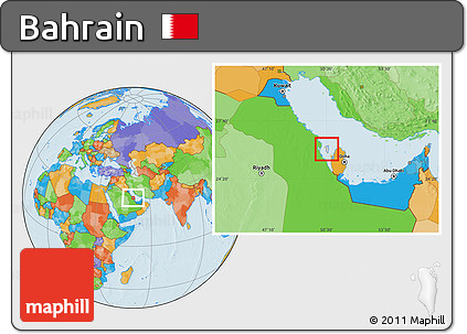 Gray Location Map of Bahrain, political outside