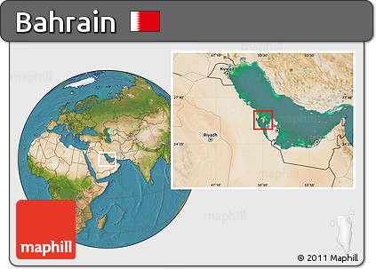 Gray Location Map of Bahrain, satellite outside