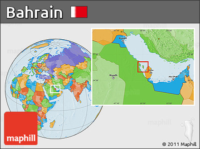 Physical Location Map of Bahrain, political outside