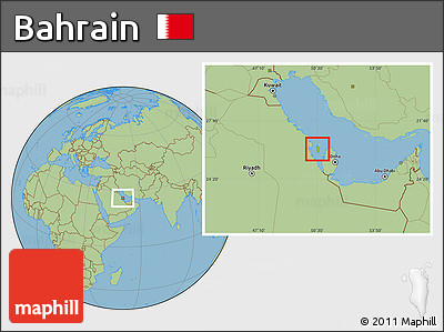 Physical Location Map of Bahrain, savanna style outside