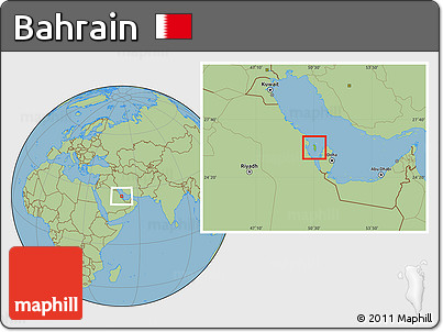 Physical Location Map of Bahrain, savanna style outside