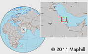 Political Location Map of Bahrain, gray outside