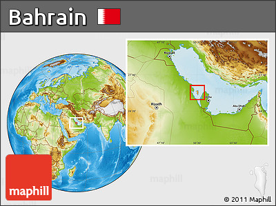 Political Location Map of Bahrain, physical outside