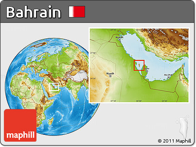 Political Location Map of Bahrain, physical outside