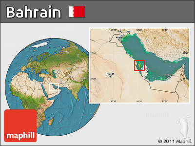 Political Location Map of Bahrain, satellite outside