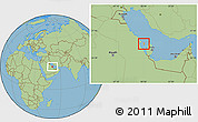 Political Location Map of Bahrain, savanna style outside