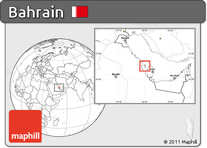 Satellite Location Map of Bahrain, blank outside