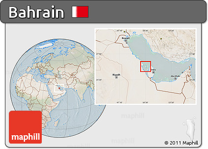 Satellite Location Map of Bahrain, lighten