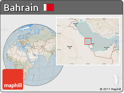 Satellite Location Map of Bahrain, lighten