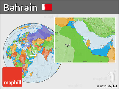 Satellite Location Map of Bahrain, political outside