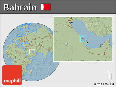 Savanna Style Location Map of Bahrain, hill shading