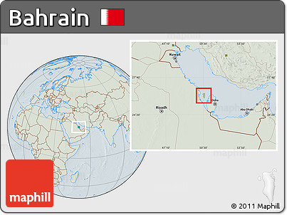 Savanna Style Location Map of Bahrain, lighten, hill shading