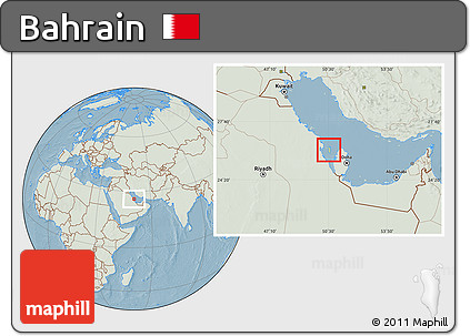 Savanna Style Location Map of Bahrain, lighten, land only, hill shading