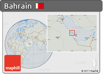 Savanna Style Location Map of Bahrain, lighten, semi-desaturated