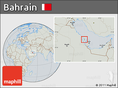 Savanna Style Location Map of Bahrain, lighten, semi-desaturated