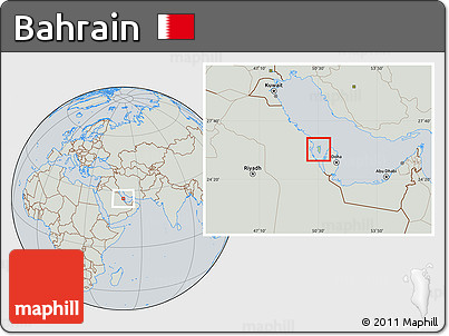 Savanna Style Location Map of Bahrain, lighten, semi-desaturated