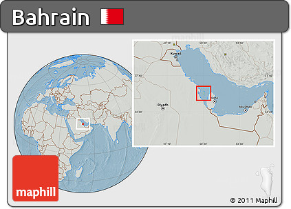 Savanna Style Location Map of Bahrain, lighten, semi-desaturated, land only, hill shading