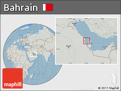 Savanna Style Location Map of Bahrain, lighten, semi-desaturated, land only, hill shading