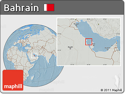 Savanna Style Location Map of Bahrain, lighten, semi-desaturated, land only, hill shading