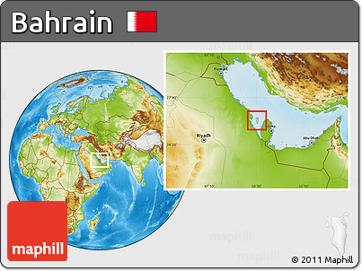 Savanna Style Location Map of Bahrain, physical outside