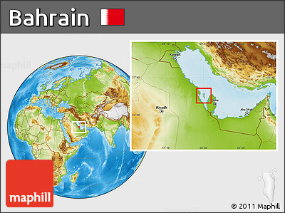 Savanna Style Location Map of Bahrain, physical outside