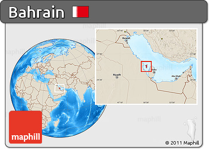 Shaded Relief Location Map of Bahrain