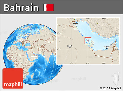 Shaded Relief Location Map of Bahrain