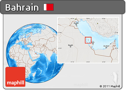 Shaded Relief Location Map of Bahrain, lighten, semi-desaturated, land only