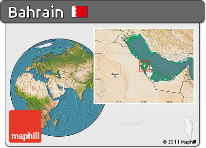 Shaded Relief Location Map of Bahrain, satellite outside