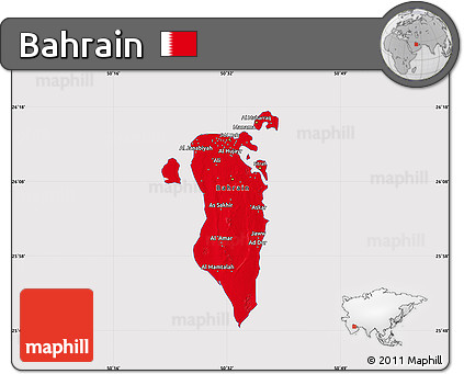 Flag Map of Bahrain, flag centered