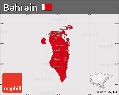Flag Map of Bahrain, flag centered