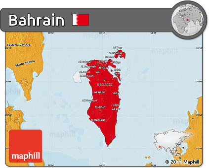 Flag Map of Bahrain, political outside