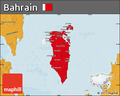 Flag Map of Bahrain, political outside
