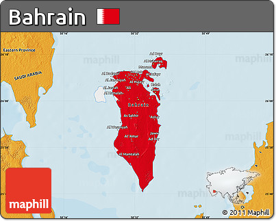 Flag Map of Bahrain, political outside