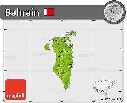 Physical Map of Bahrain, cropped outside