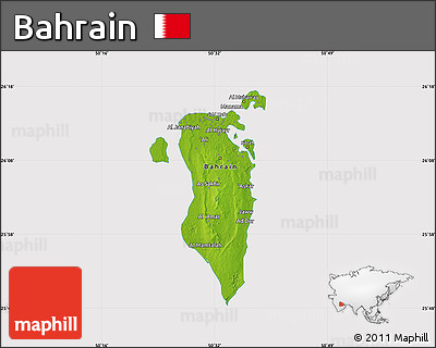 Physical Map of Bahrain, cropped outside