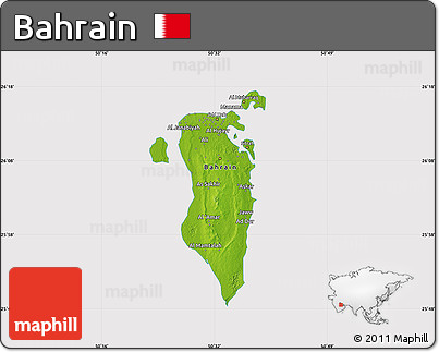 Physical Map of Bahrain, cropped outside