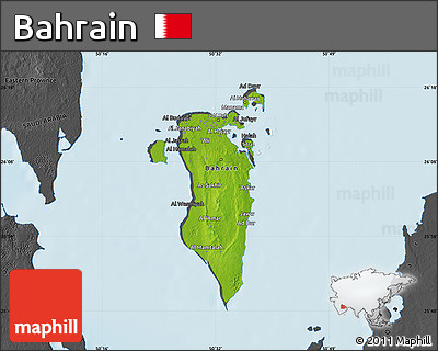 Physical Map of Bahrain, darken, desaturated, land only