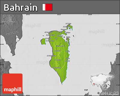 Physical Map of Bahrain, desaturated