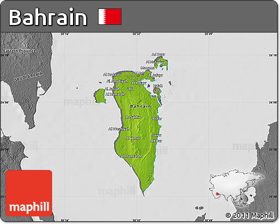 Physical Map of Bahrain, desaturated