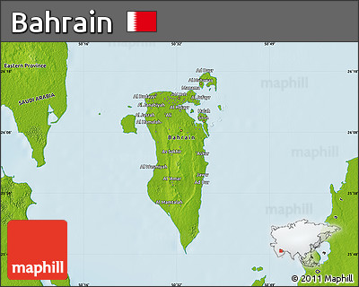 Physical Map of Bahrain