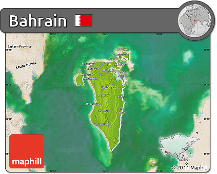 Physical Map of Bahrain, satellite outside