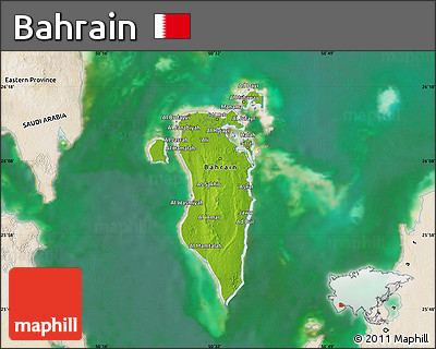 Physical Map of Bahrain, satellite outside